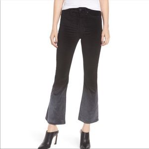 Hudson Los Angeles Flare Crop Black Ombré Velvet Pants Size 32
